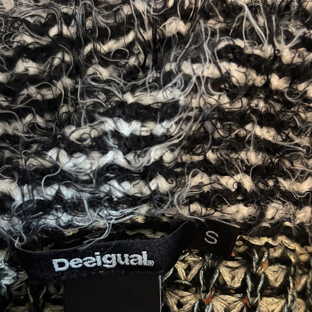 Desigual Black and Gray Patchwork Turtleneck Swea… - image 3